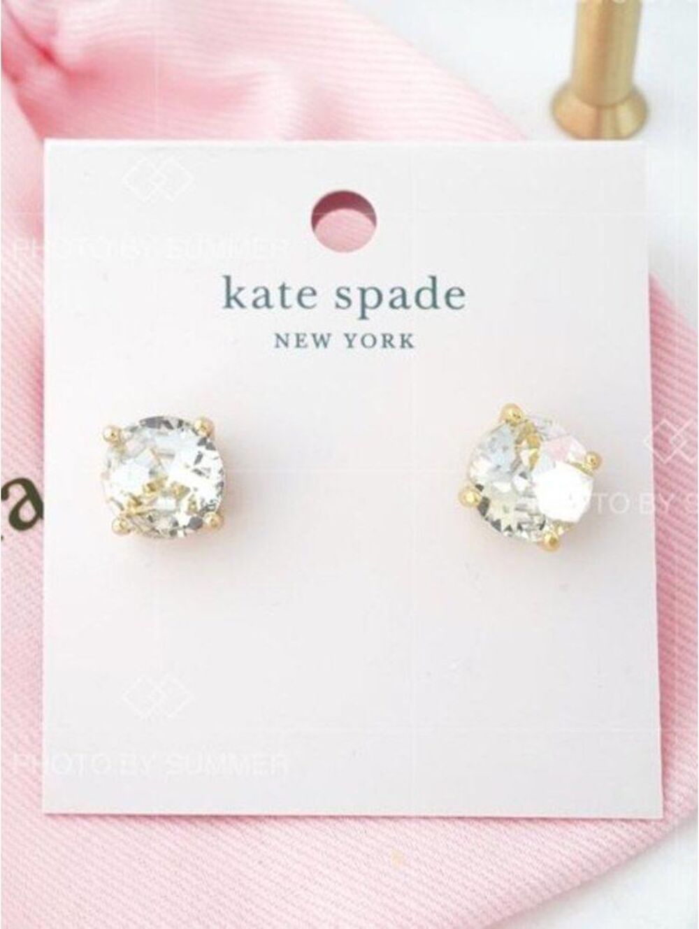 Kate Spade Crystal Stud Earrings Gold Clear